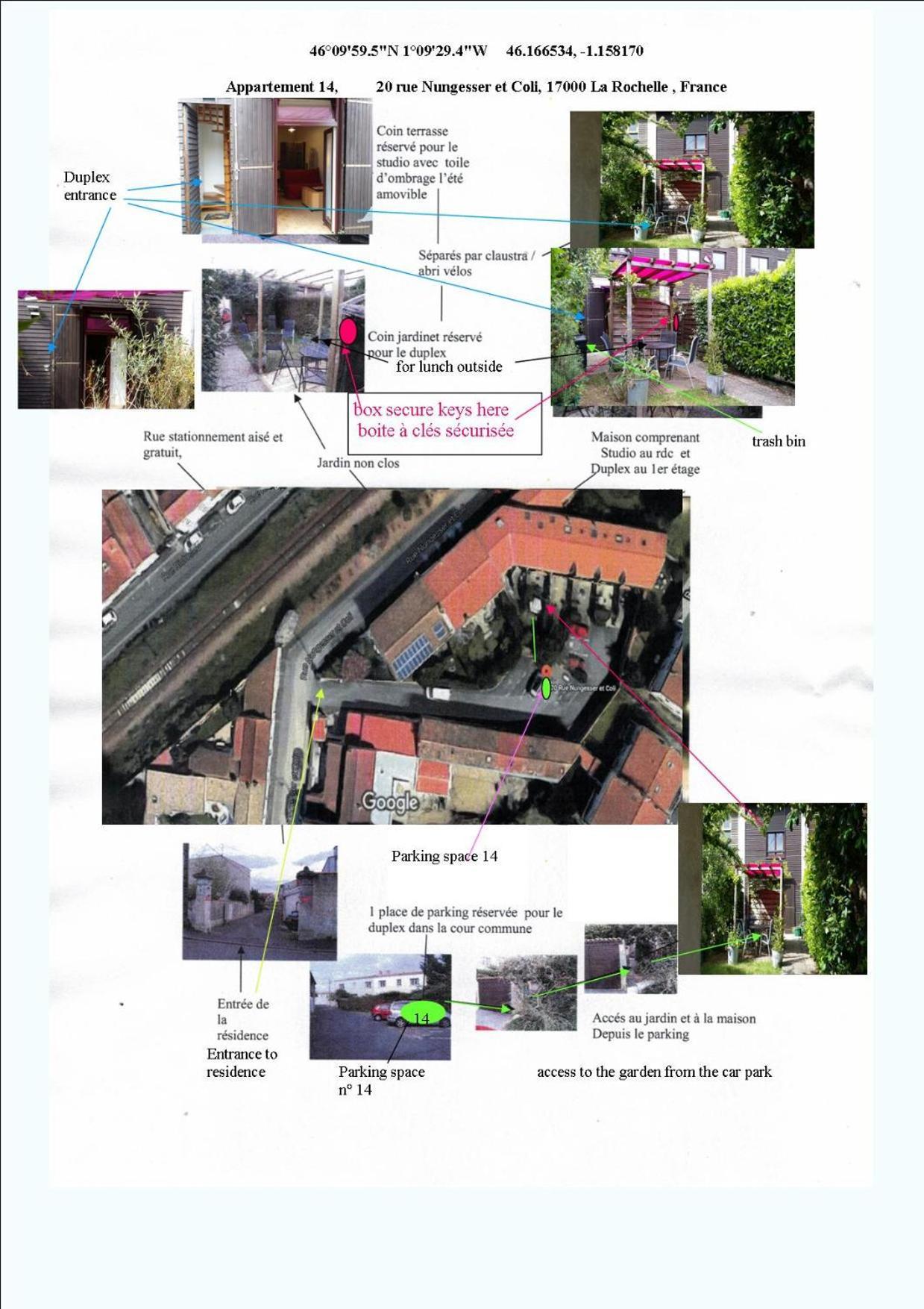 Duplex14H 1Er Etage Jardinet 1 Parking Ou Studio14B Rdc Terrasse Sans Parking 라로셸 외부 사진